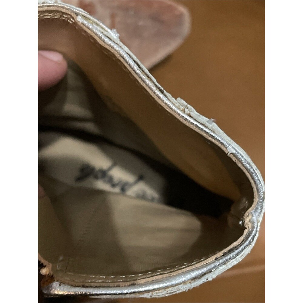 Free People Frontier Silver Leather Western Ankle Booties Size 36 - Picture 9 of 10